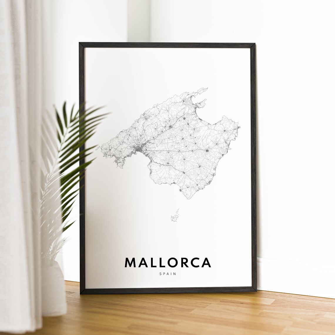 Mallorca Map Print, Black and White Travel Poster - Image 2