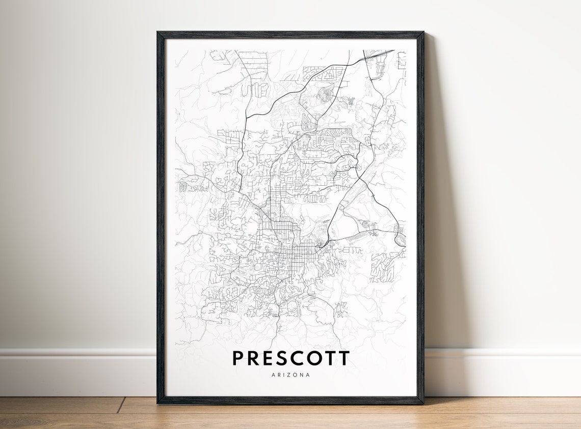 Prescott Arizona City Street Map Fine Minimal Line Art Print