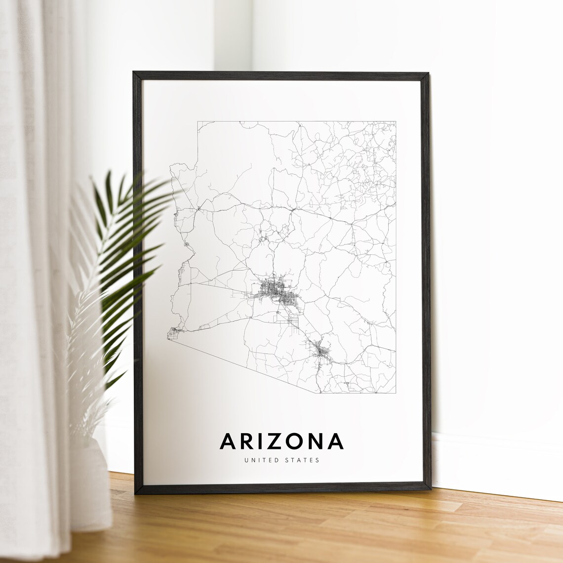Arizona State Map Print, Black And White Travel Poster - Image 2
