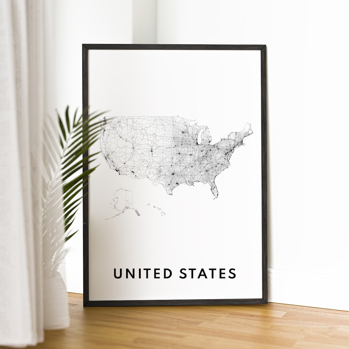 United States Black And White Map Art Print - Image 2