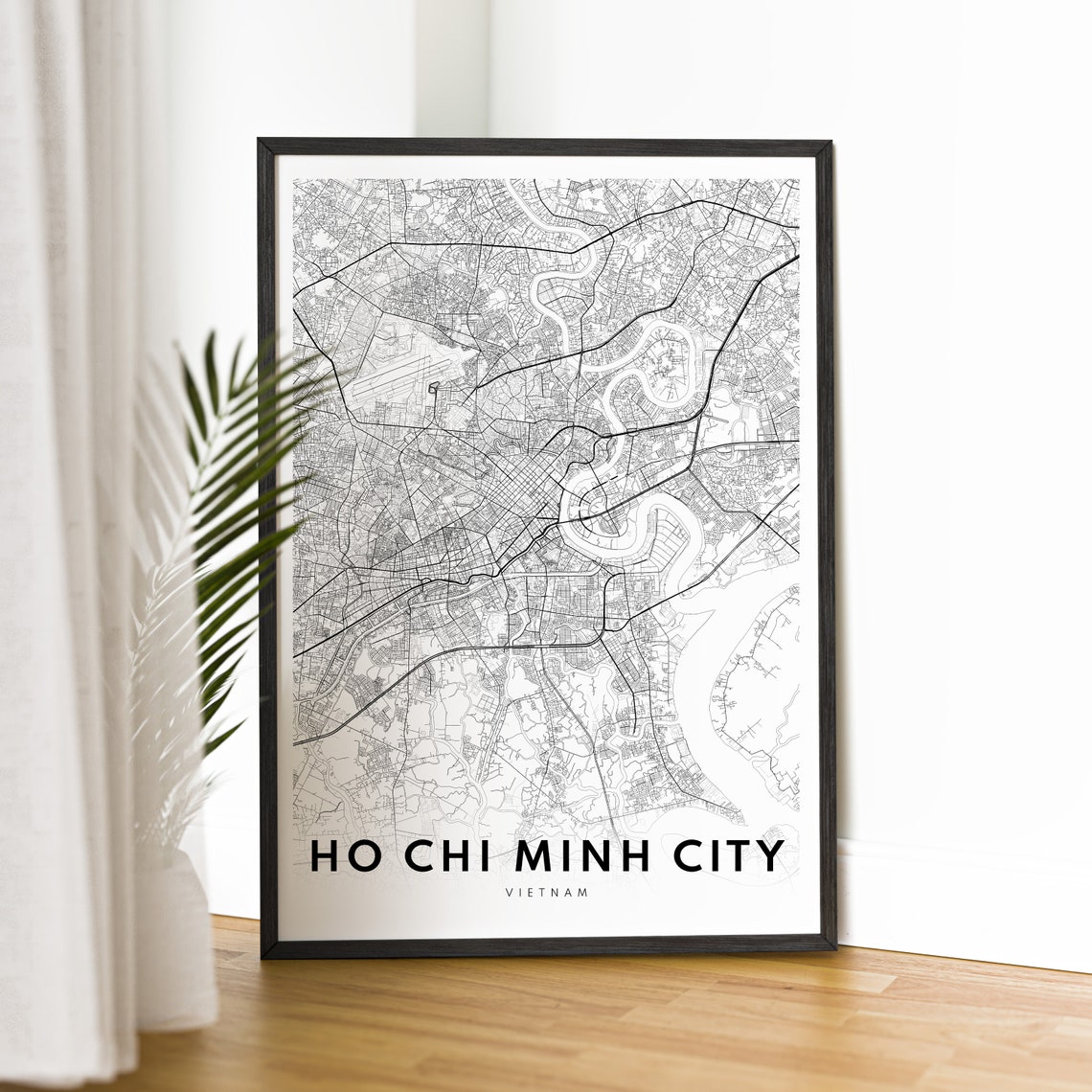 Ho Chi Minh City Vietnam Map Minimalist Black and White Print - Image 4