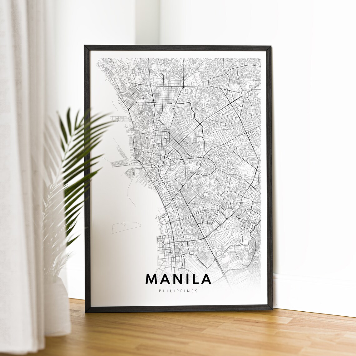 Manila Map Poster, Black And White Travel Map