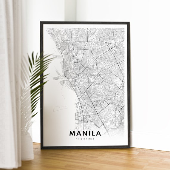 Manila Map Poster, Black And White Travel Map