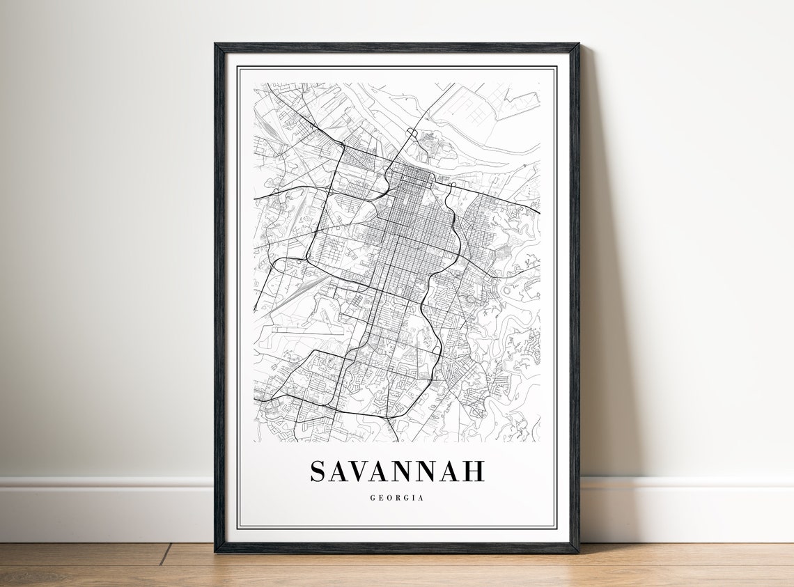 Savannah Georgia Minimalist Black and White City Map Art Poster - Image 5