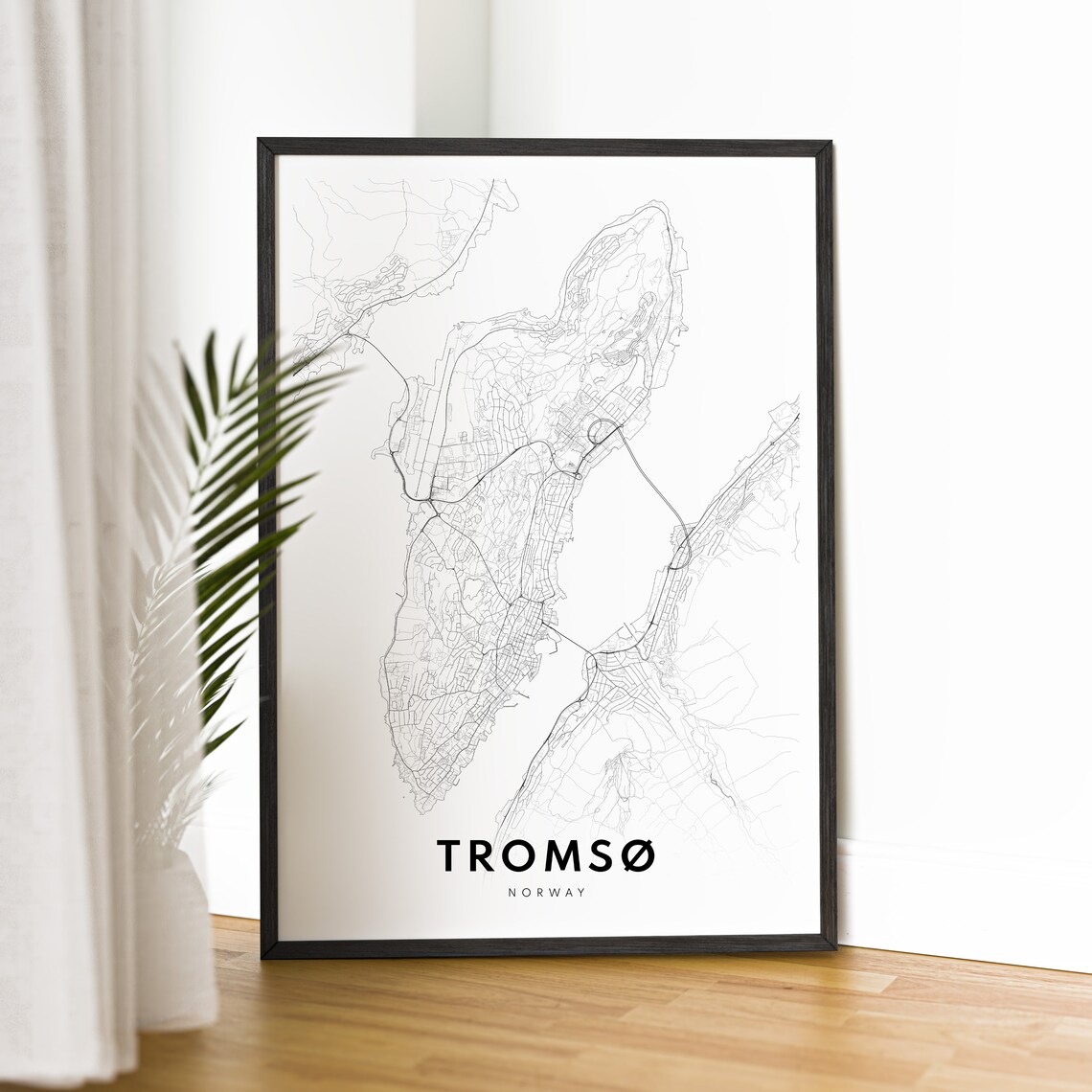 Troms Norway Map Poster, Black And White Travel Poster - Image 2