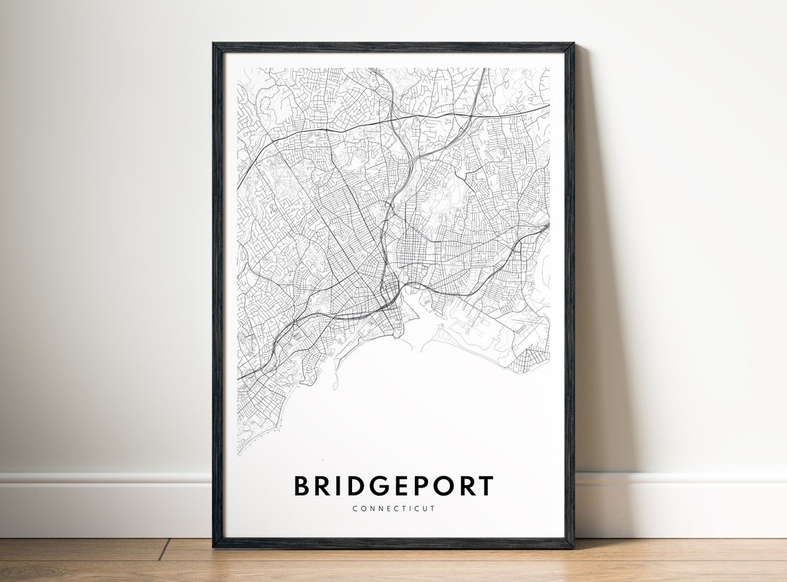 Bridgeport Connecticut City Map Minimalist Black and White Poster