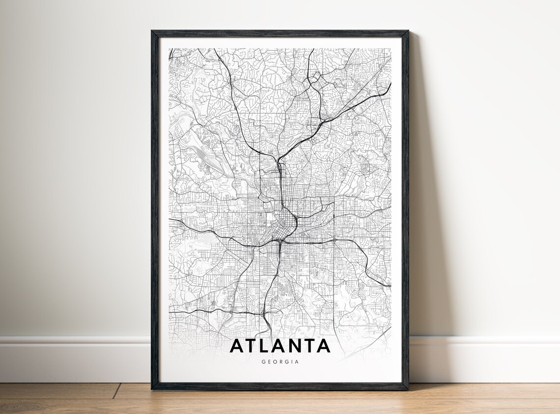 Atlanta Georgia Minimalist Black and White City Map Art Poster