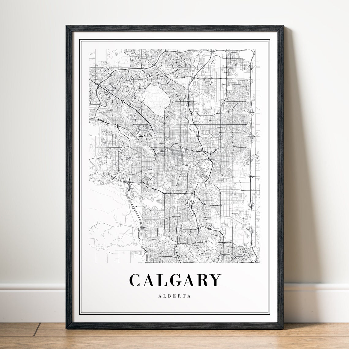 Calgary Alberta Minimalist Black and White City Street Map Poster - Image 5