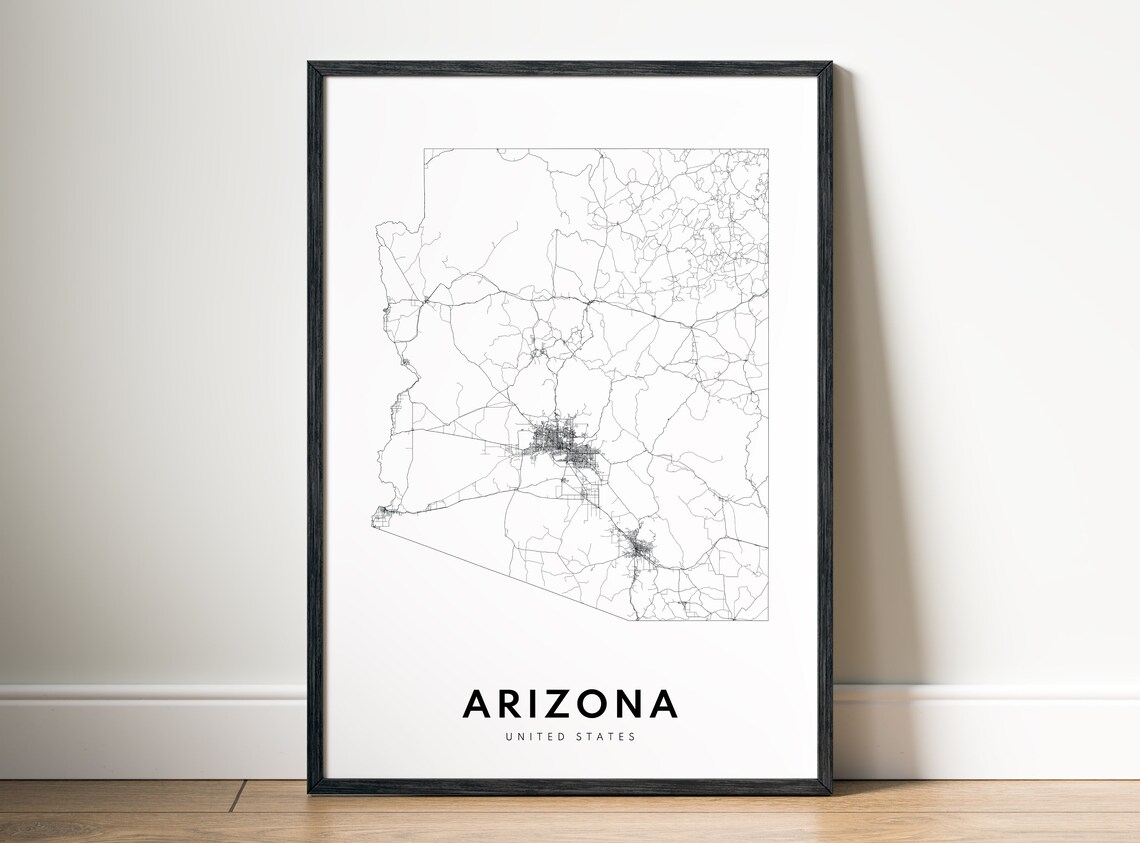 Arizona State Map Print, Black And White Travel Poster - Image 5