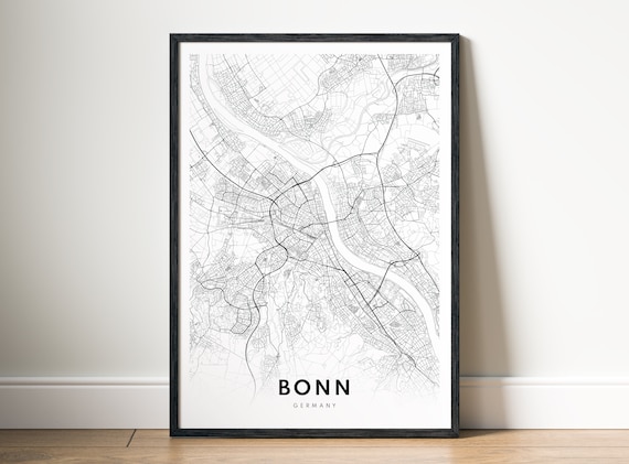 Bonn Germany Map Print Black And White City Poster Minimalist Wall Art