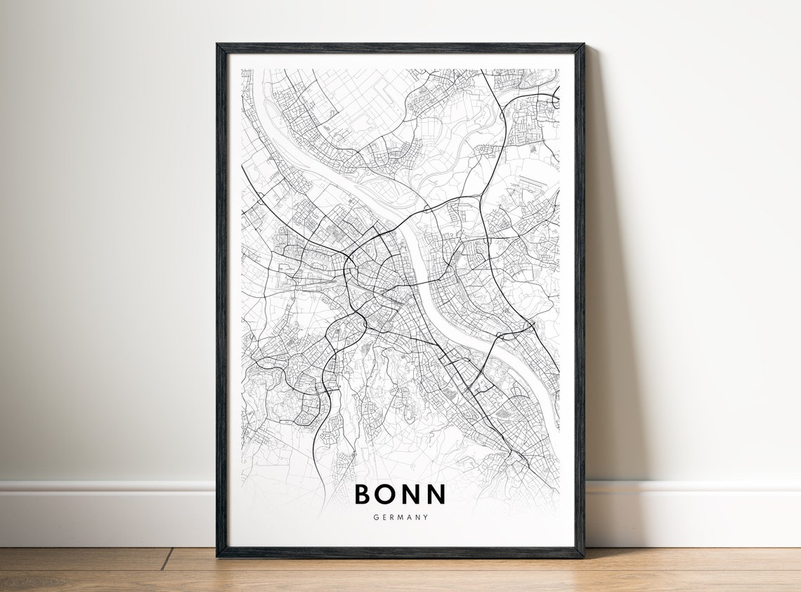 Modern Minimalist Bonn Germany Rhine City Street Map Line Poster