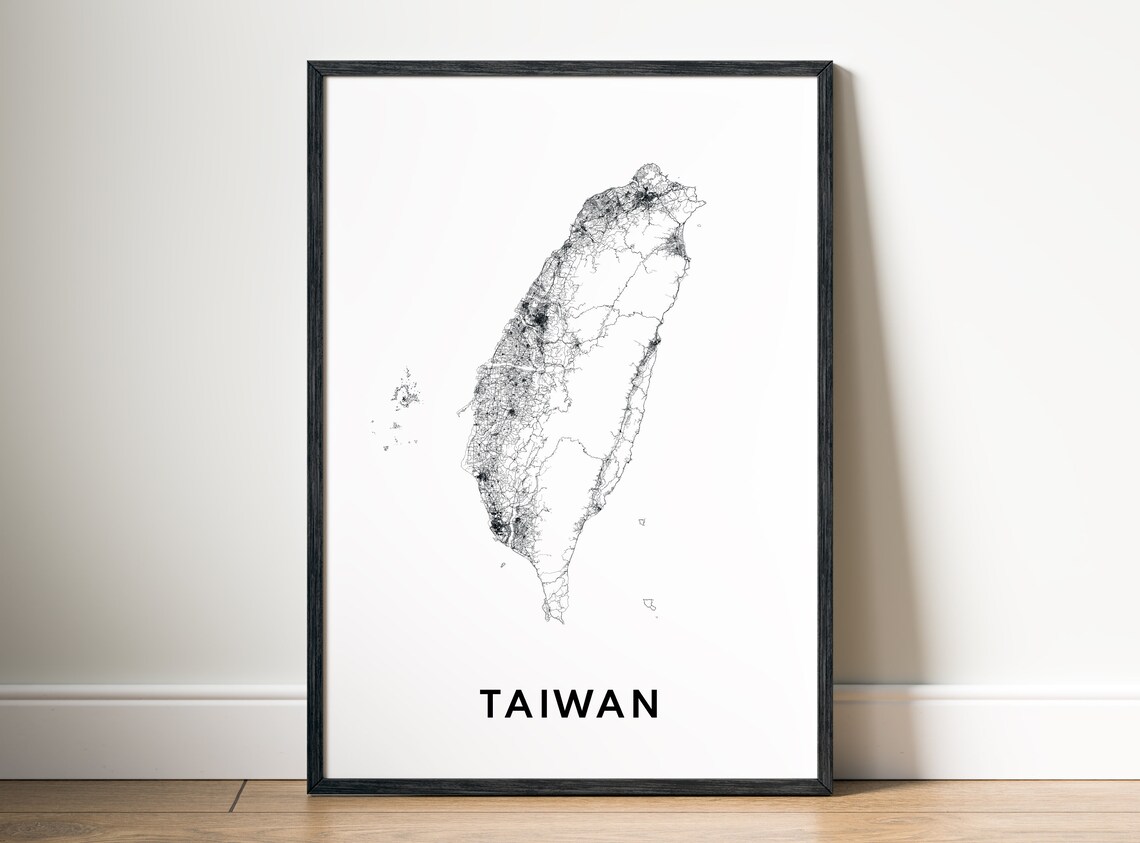 Taiwan Island Minimalist Black and White Map Art Travel Poster - Image 5