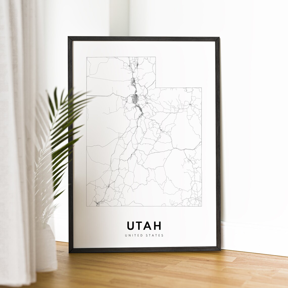 Utah State Map Print, Black and White Map Poster - Image 2
