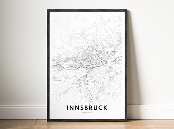 Innsbruck Map Print Austria Poster Black And White Art Sketch
