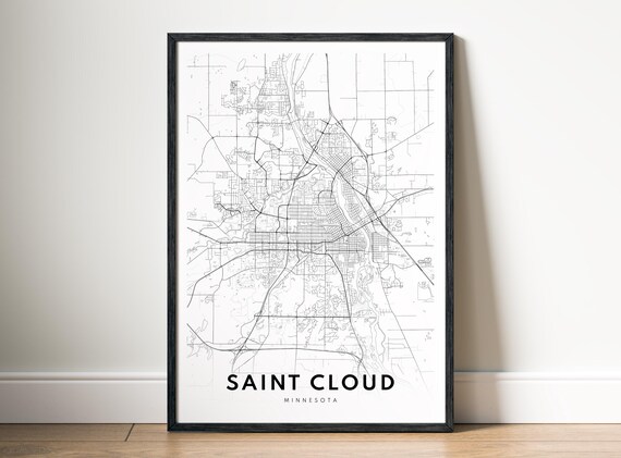 Saint Cloud Mn City Map Poster Minnesota Minimalistic Black And White