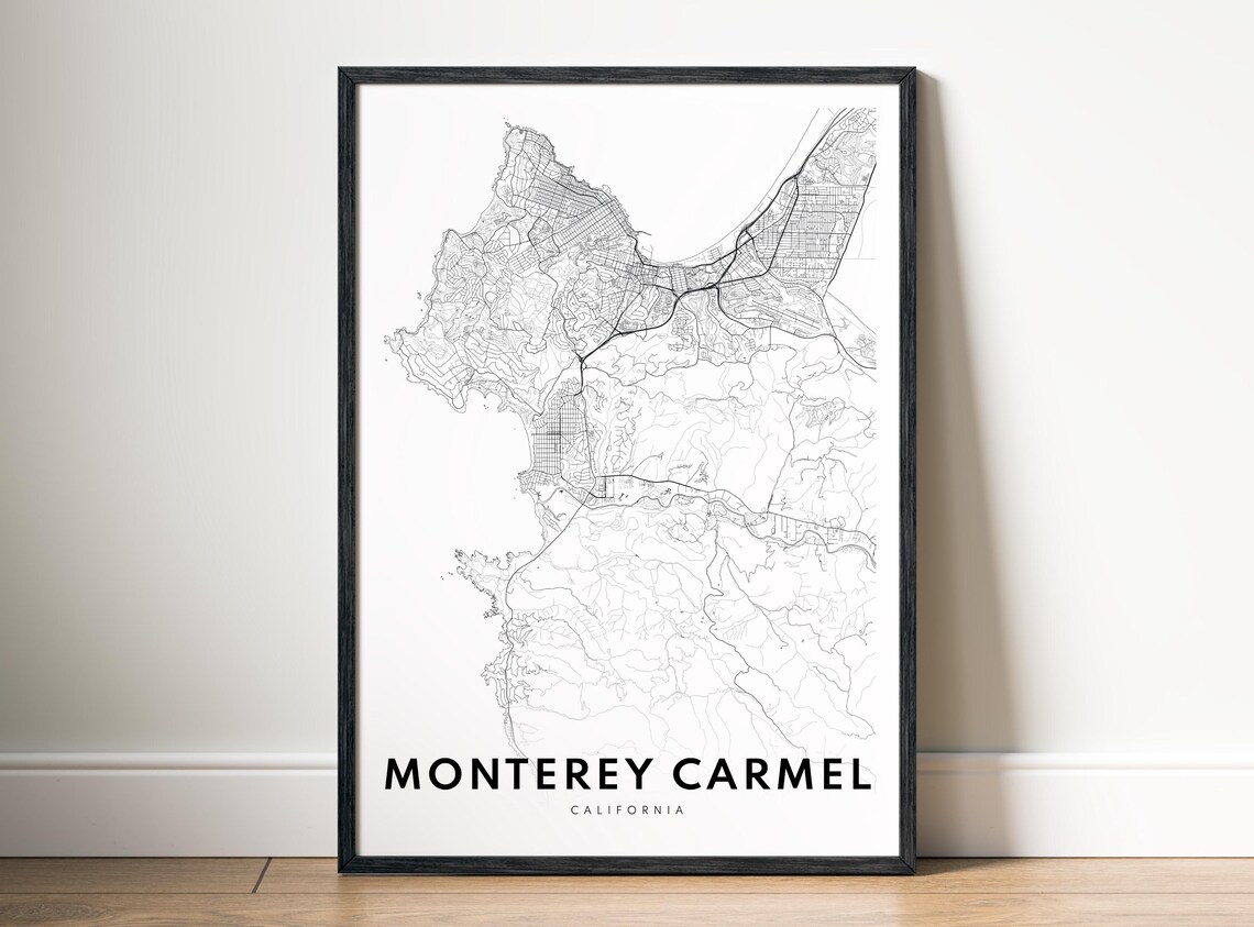 Montereycarmel Map Print Poster City Black And White