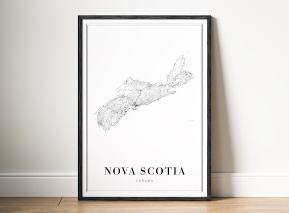Nova Scotia Map Print Canada Poster Black And White Art