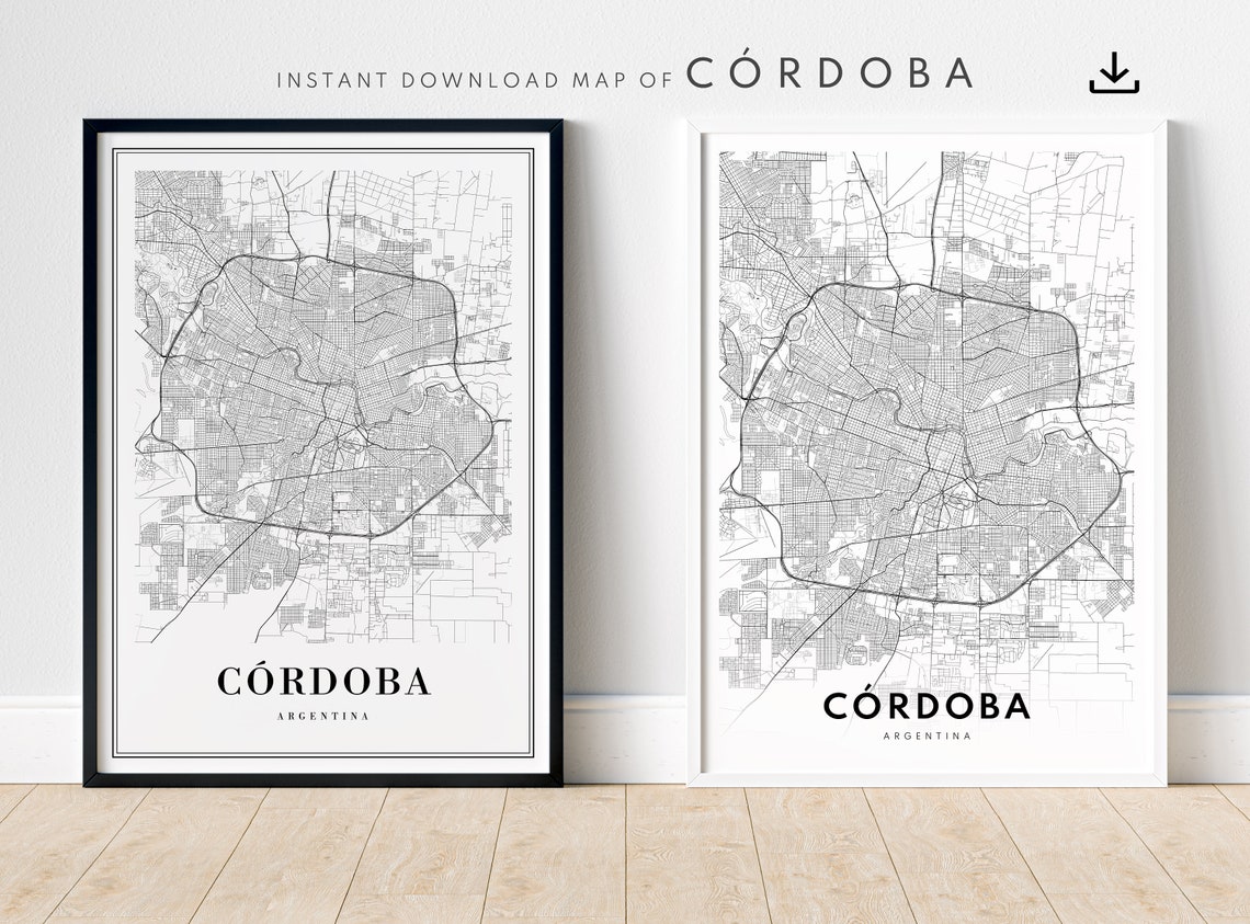 Cordoba Argentina Minimalist Line Art City Map Black White Wall Art - Image 5