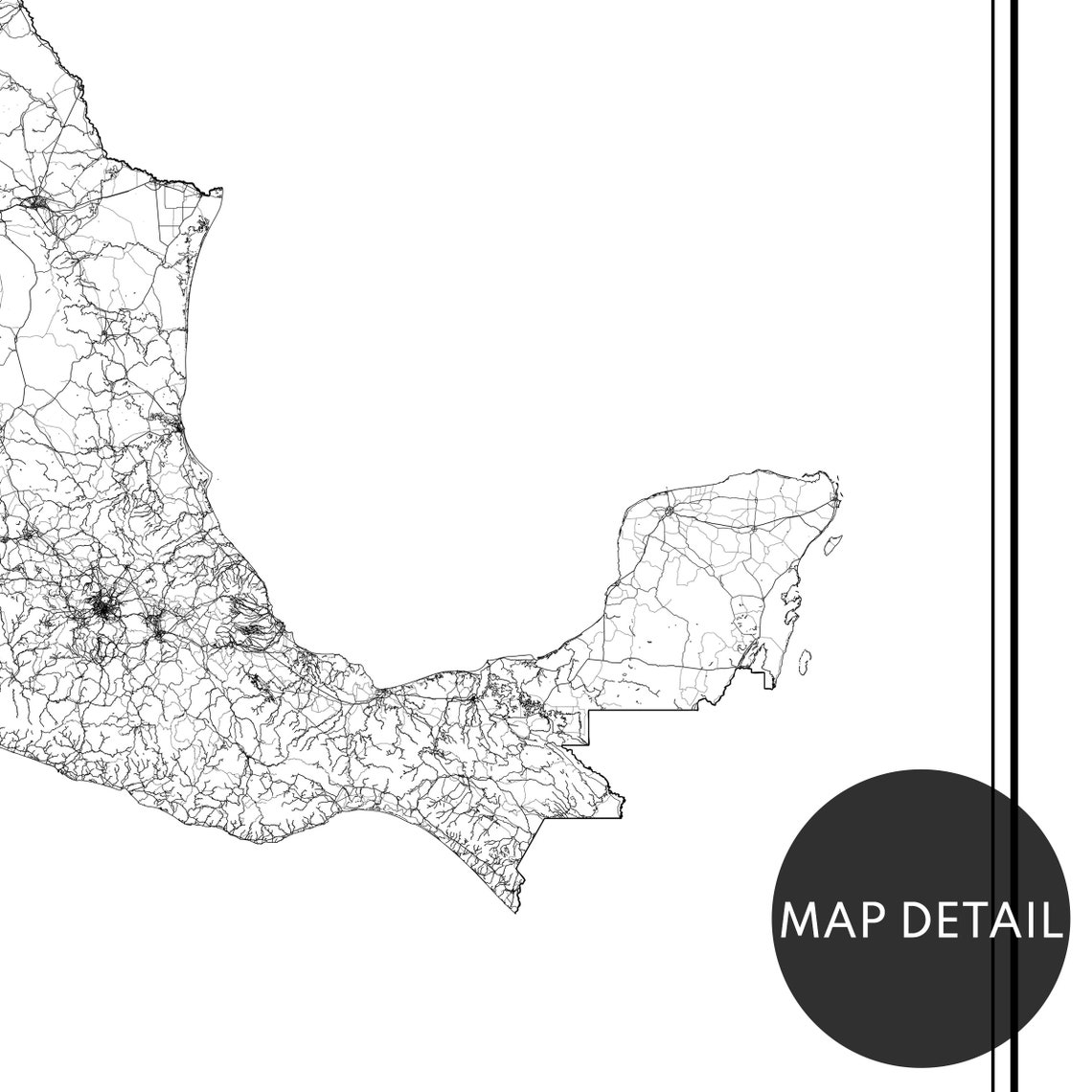 Mexico Map Black and White Art Print - Image 2