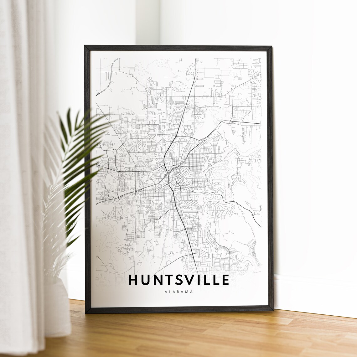 Huntsville Map Print Huntsville Alabama Map Poster Huntsville Map Huntsville Black And White Map Art Sketch Print