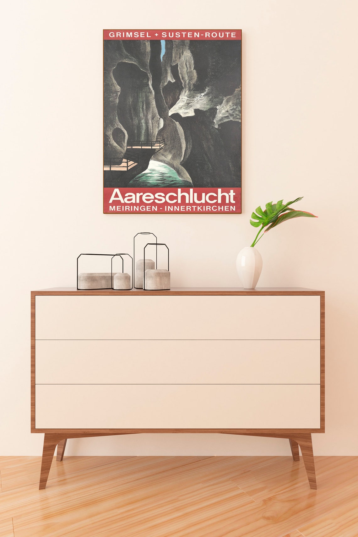 Aareschlucht Gorge Swiss Vintage Travel Poster Grimsel Susten Route - Image 2