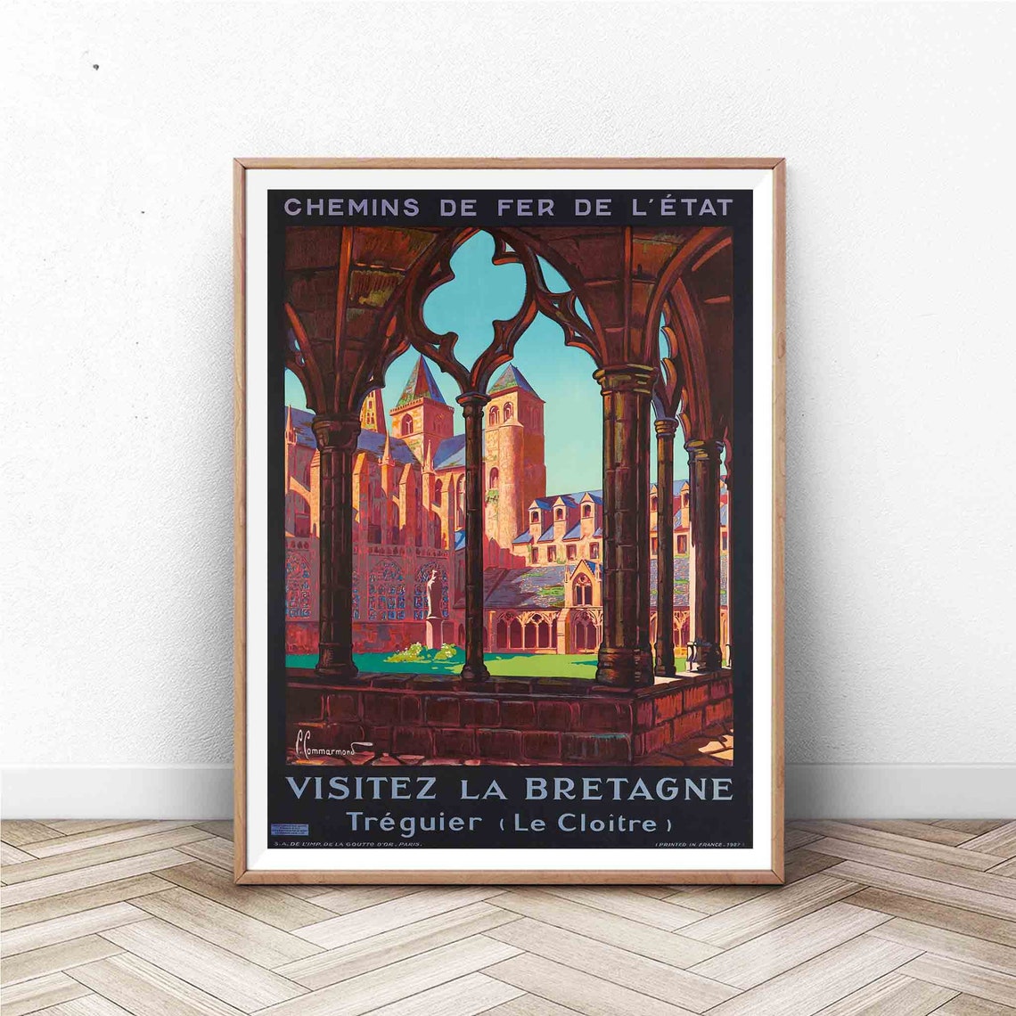 Visitez La Bretagne Treguier Le Cloitre Vintage French Railway Poster