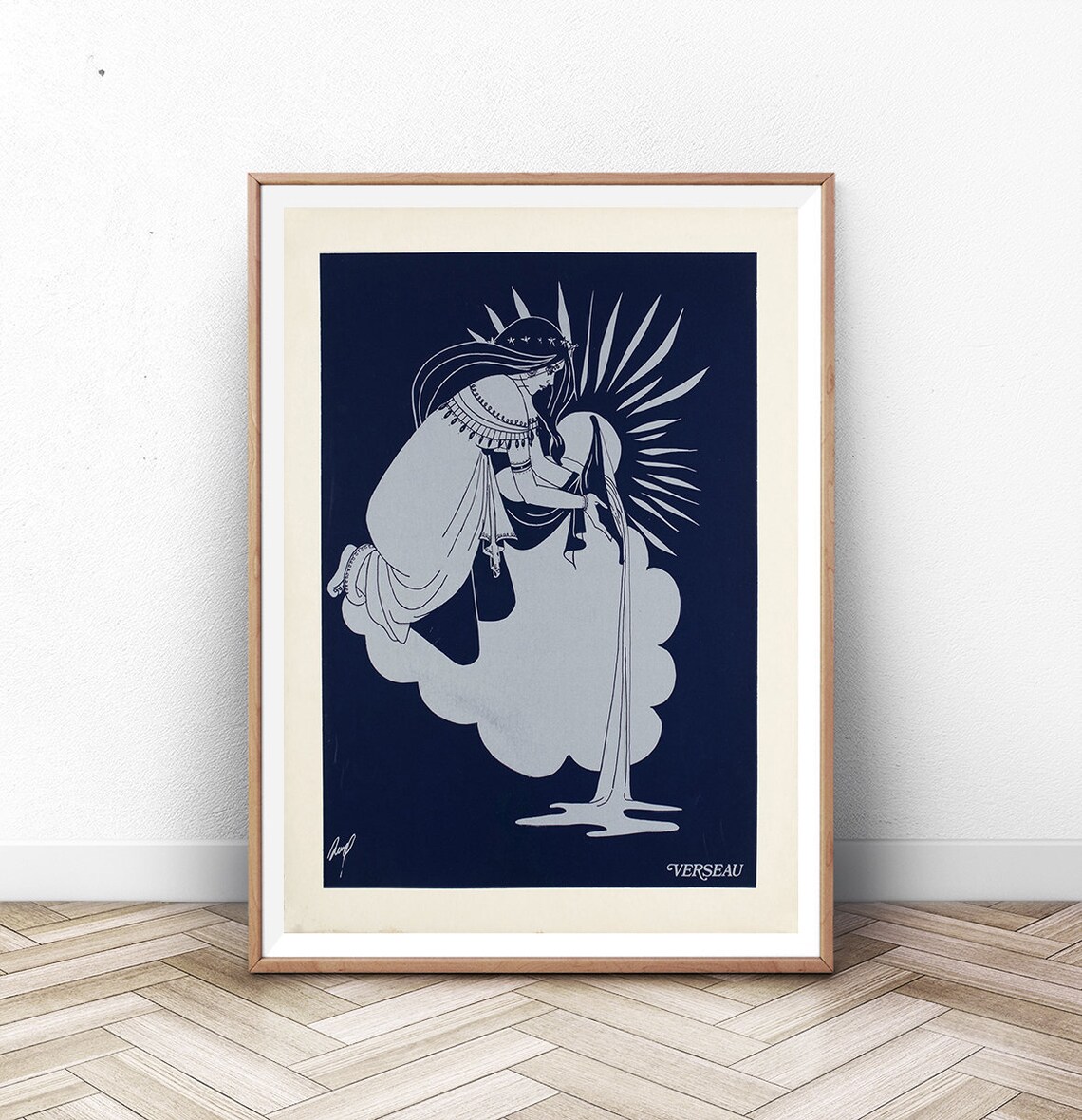 Aquarius Verseau Zodiac Art Deco Water Bearer Star Sign Poster