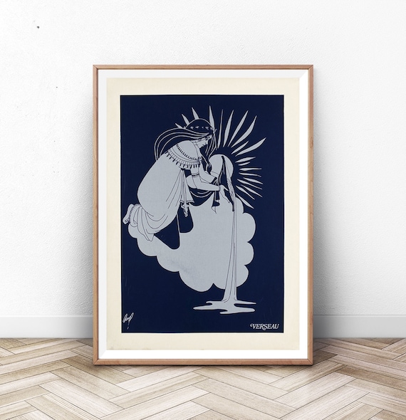 Aquarius Verseau Zodiac Art Deco Water Bearer Star Sign Poster