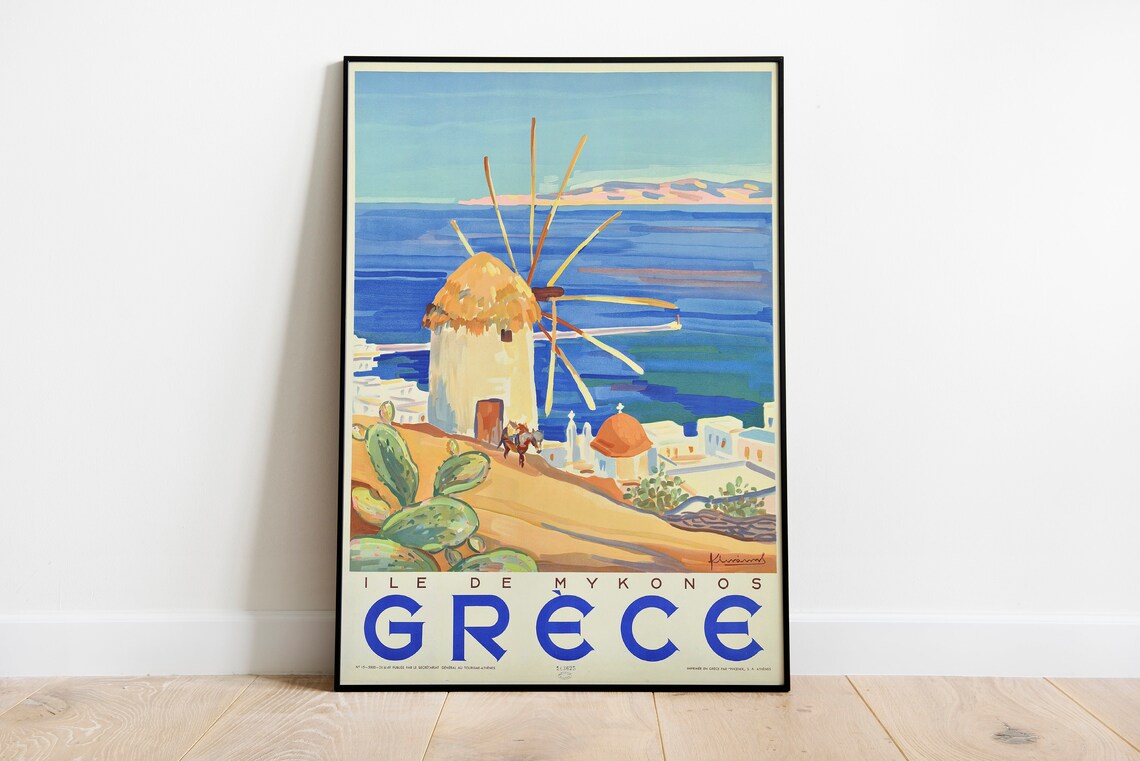 Greece Travel Poster, Santorini and Athens Art Print - Image 2
