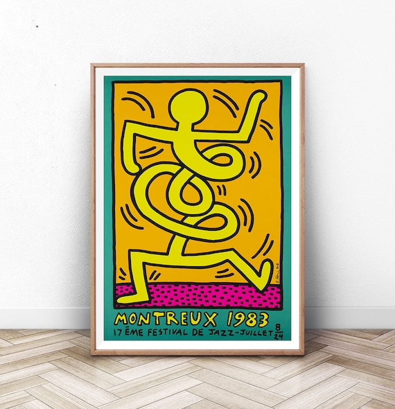Keith Haring Montreux 1983 Jazz Festival Dancing Figure Pop Art Poster