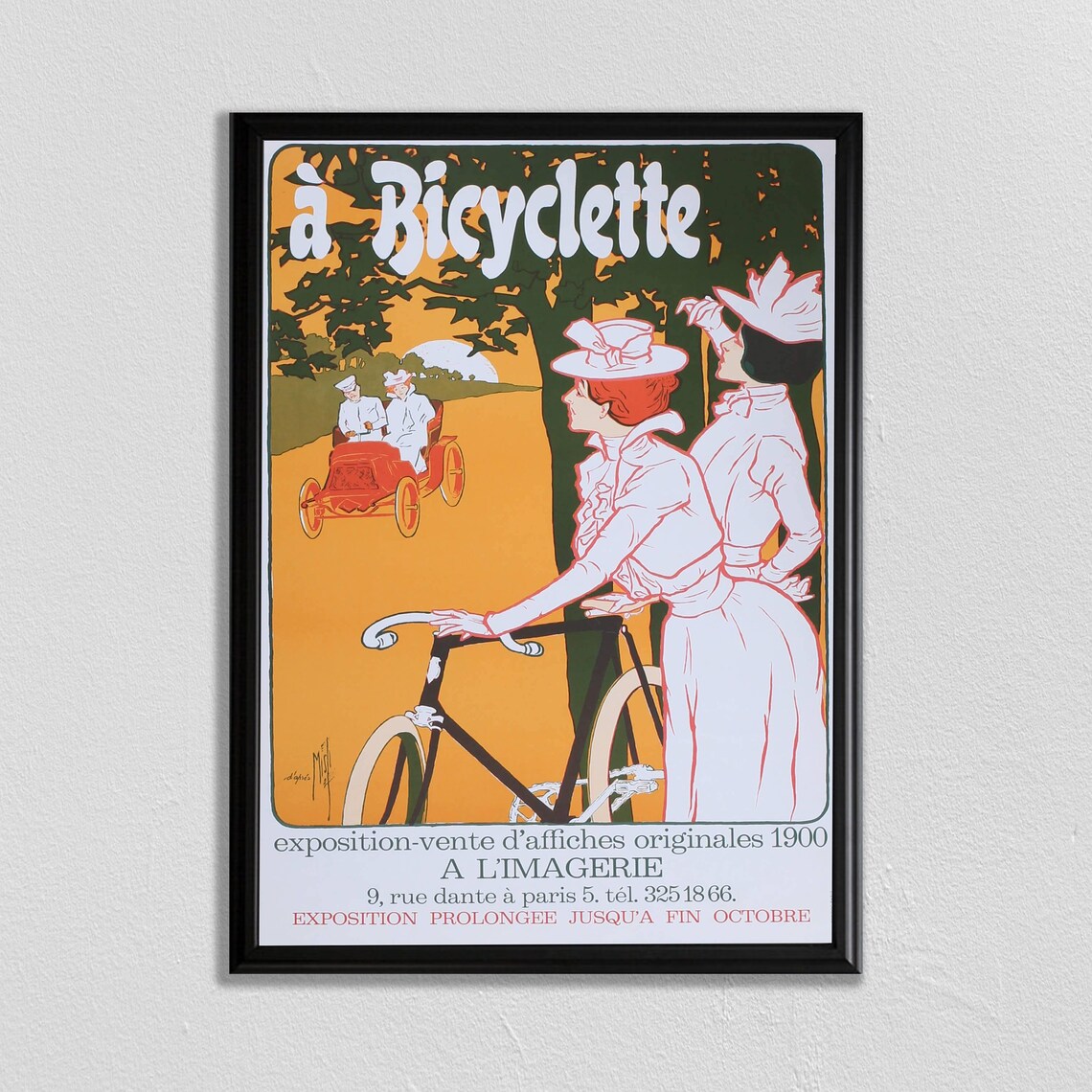 A Bicyclette Paris Bicycle Exhibition 1900 Vintage French Art Poster