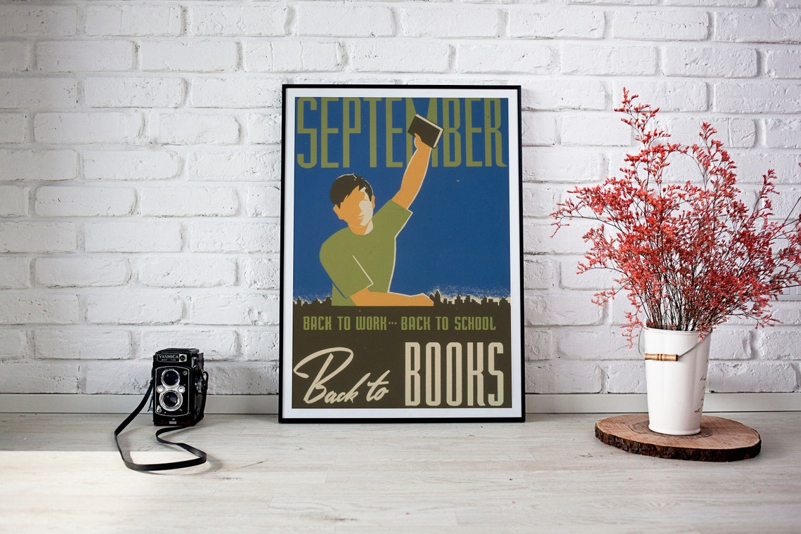 September Back To Books WPA Style Vintage Reading Library Poster - Image 2