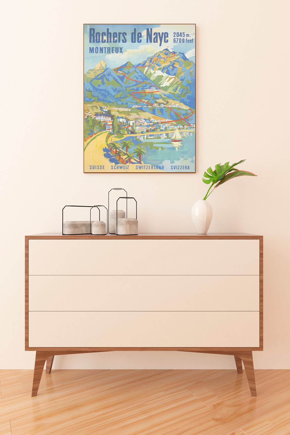 Montreux Riviera Suisse Vintage Travel Poster - Image 2