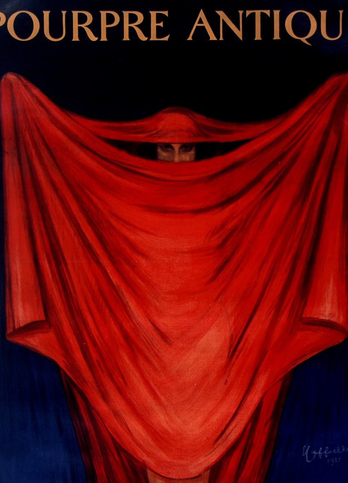 Pourpre Antique De Luzy Perfume Red Veil Woman Cappiello Poster - Image 2
