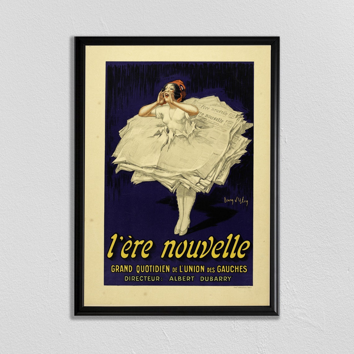 L'Ere Nouvelle Albert Dubarry Newspaper Dress Vintage French Poster