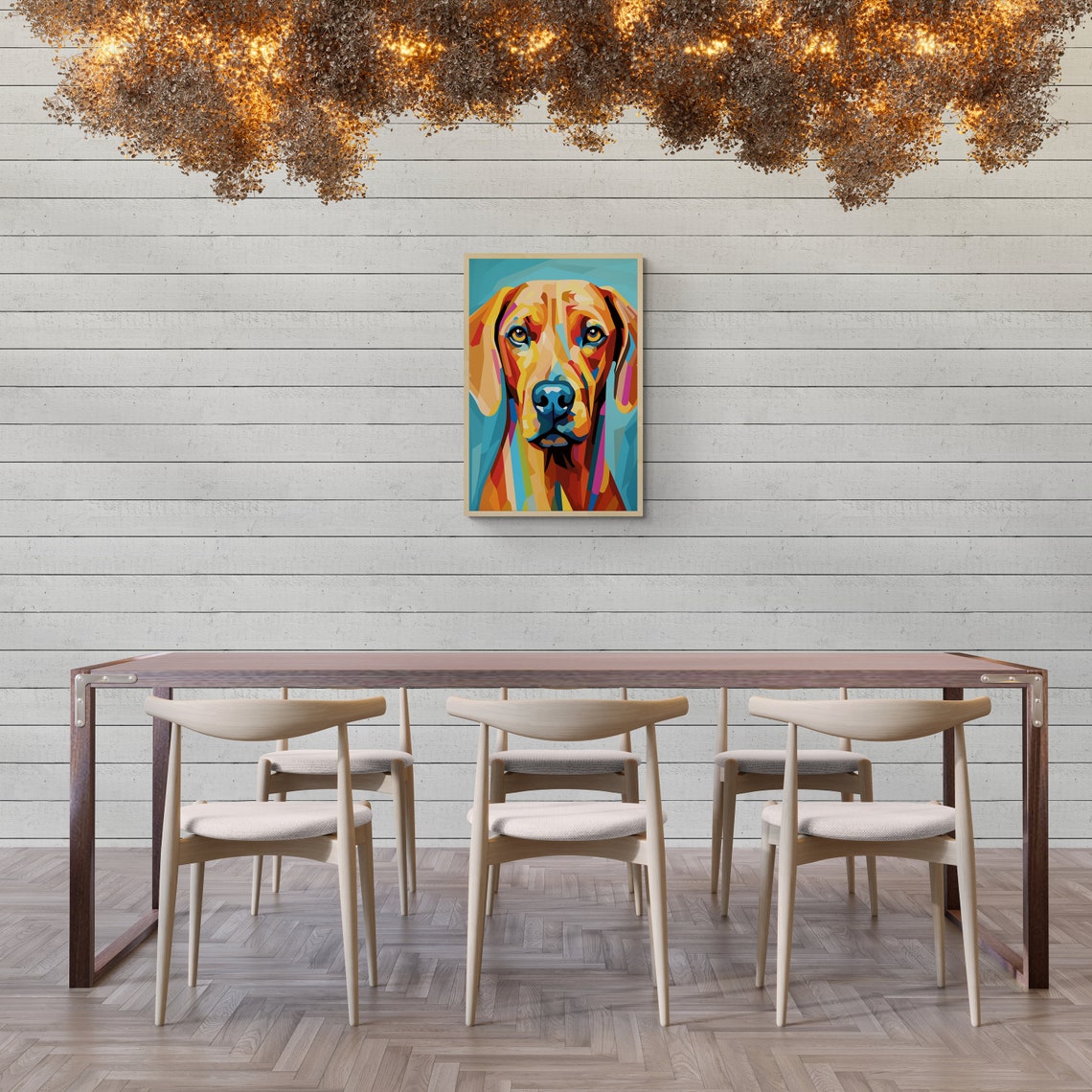Geometric Rhodesian Ridgeback Warm Orange Pop Art Dog Portrait Poster - Image 2