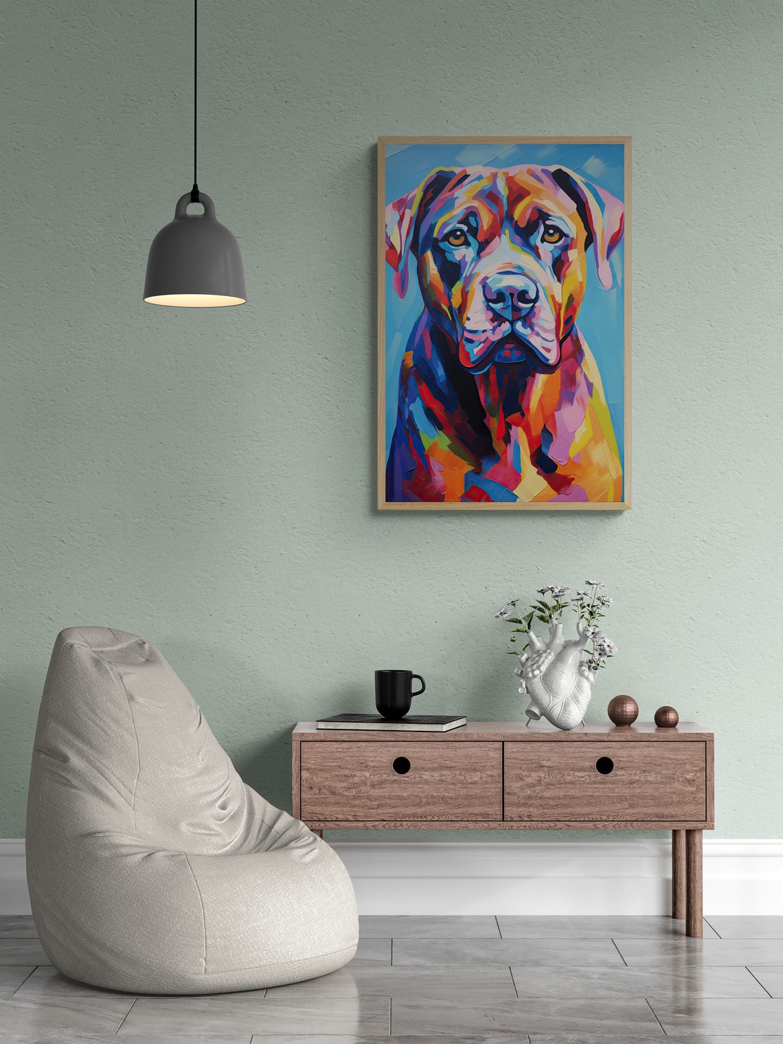 Cane Corso Pop Art Mastiff Portrait Bright Blue Background Poster - Image 2
