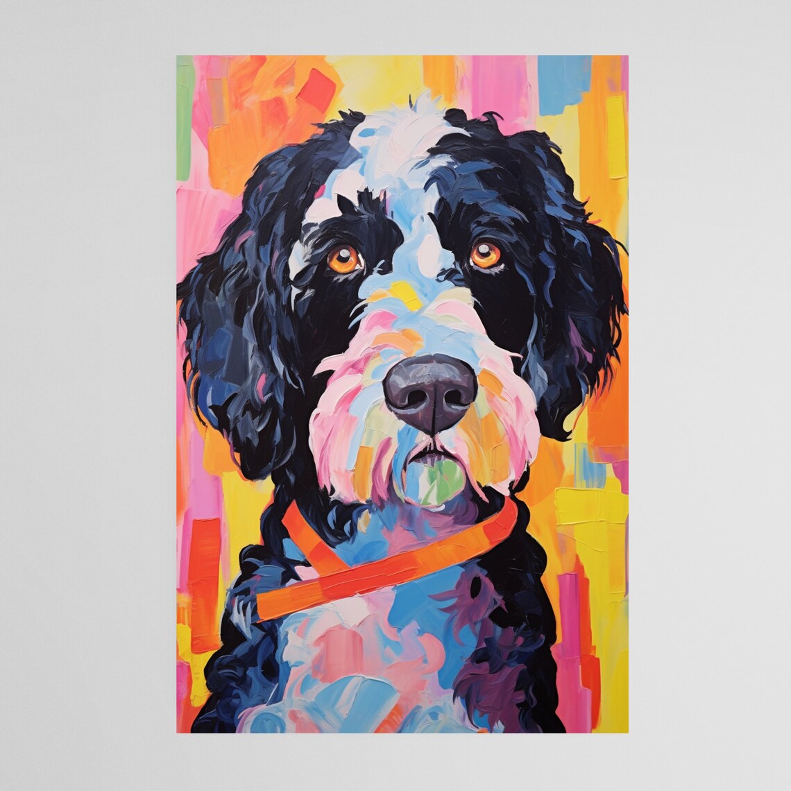 Colorful Portuguese Water Dog Pop Art Rainbow Dog Portrait Art Poster