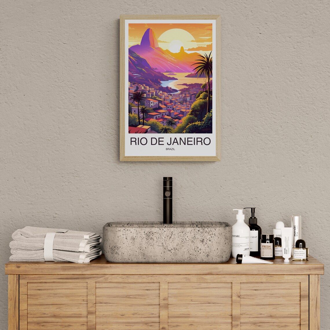 Rio de Janeiro Brazil Sugarloaf Mountain Golden Sunset Travel Poster - Image 2