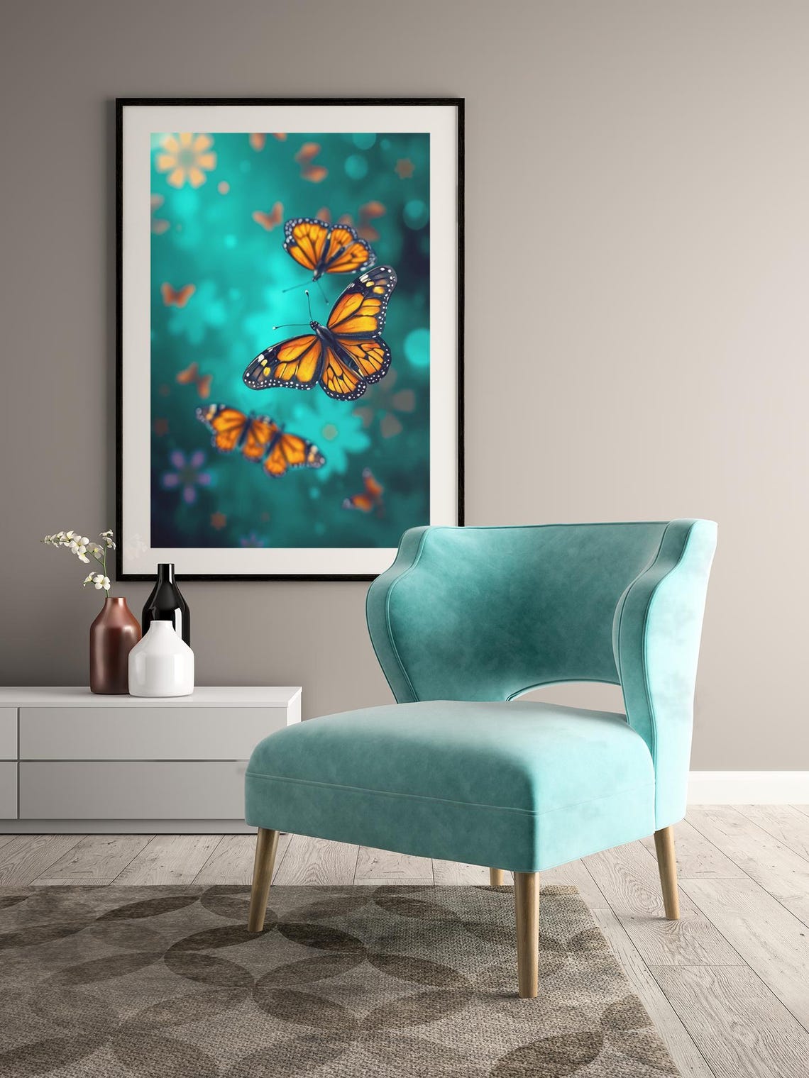 Butterflies Green Monarch Butterfly, Surrealistic Painting - Image 5