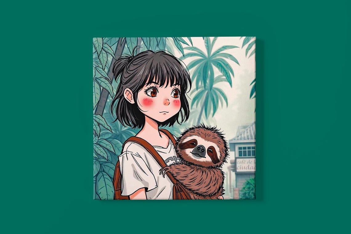 Sloth Watercolor Children's Room Illustration - Image 3