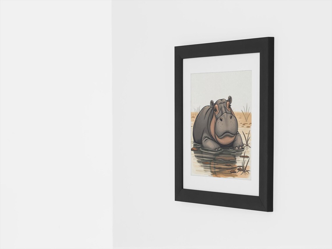 Hippo Lover Gift, Animal Poster For Kids - Image 2