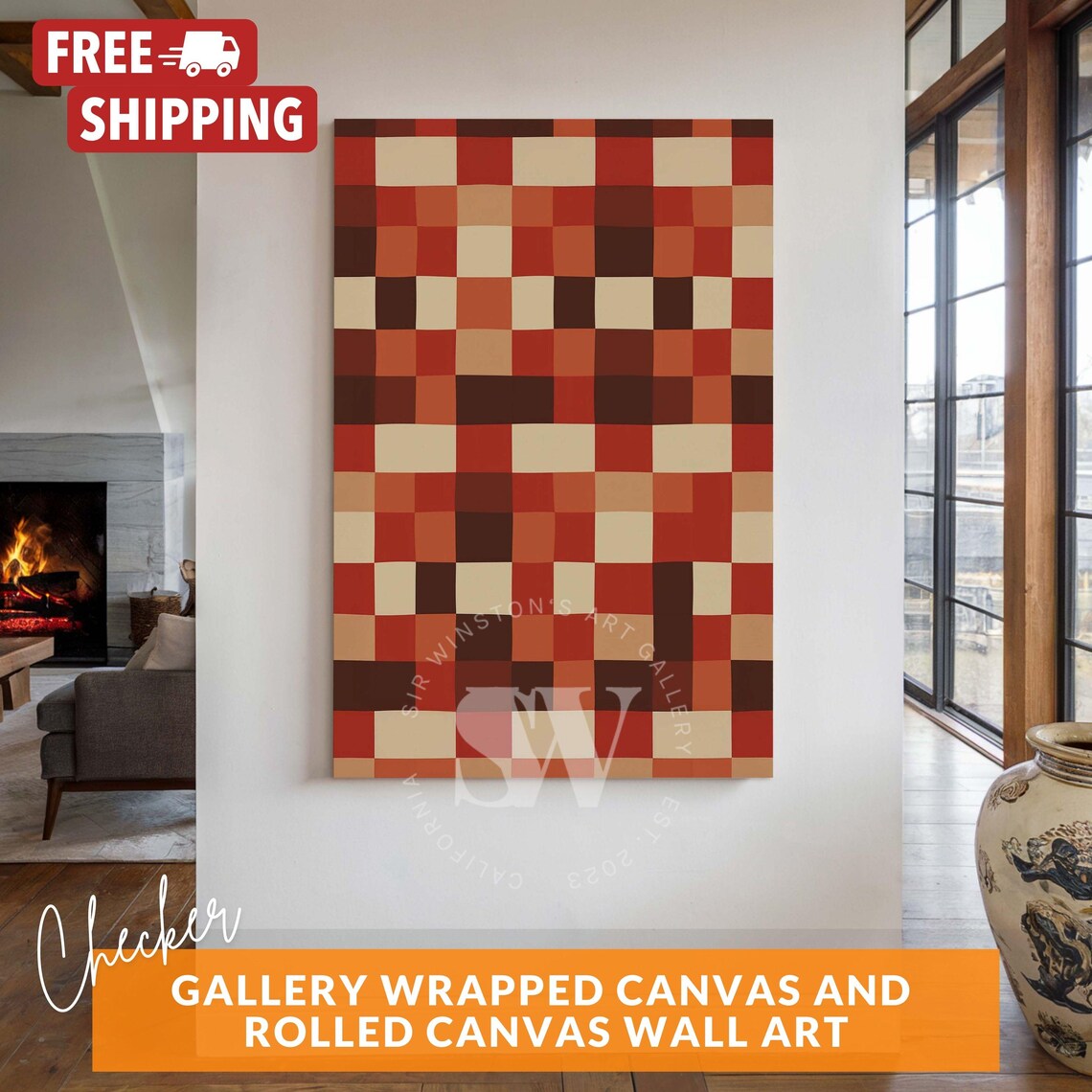 Checkered Abstract Geometric Minimalist Art Print