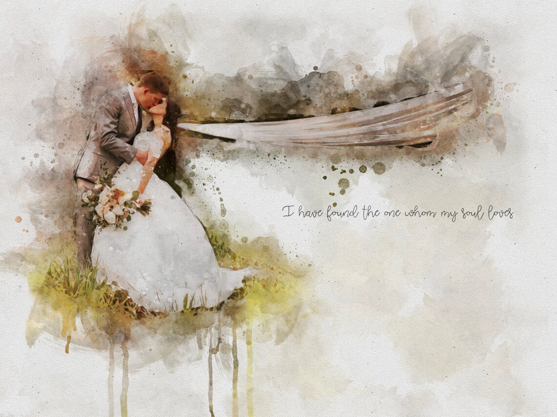 Custom Wedding Portrait Watercolor Art Print - Image 2
