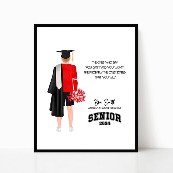 Male Cheerleader Graduation Print Senior Cheerleader Graduation Gift Personalized Gift For Male Cheerleader Print