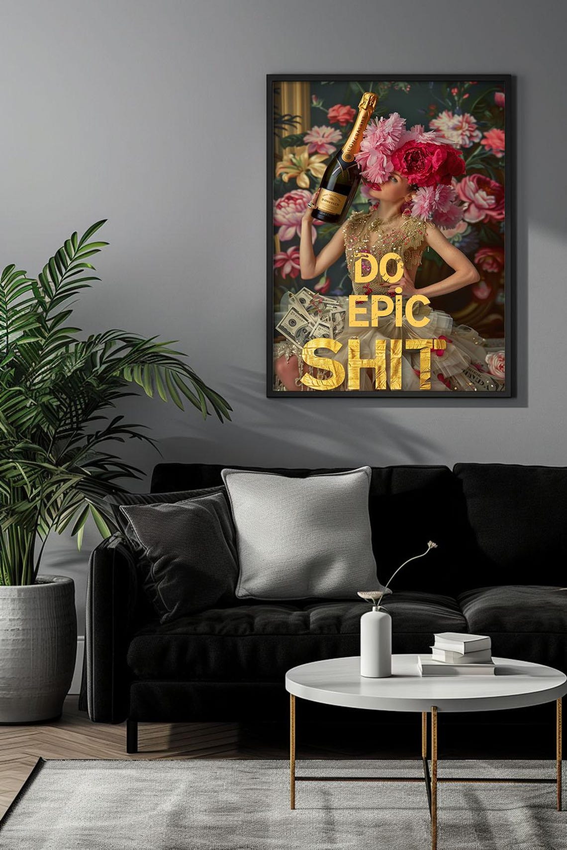 Do Epic Shit Quote Poster Champagne Girl Gold Maximalist Glam Art - Image 2