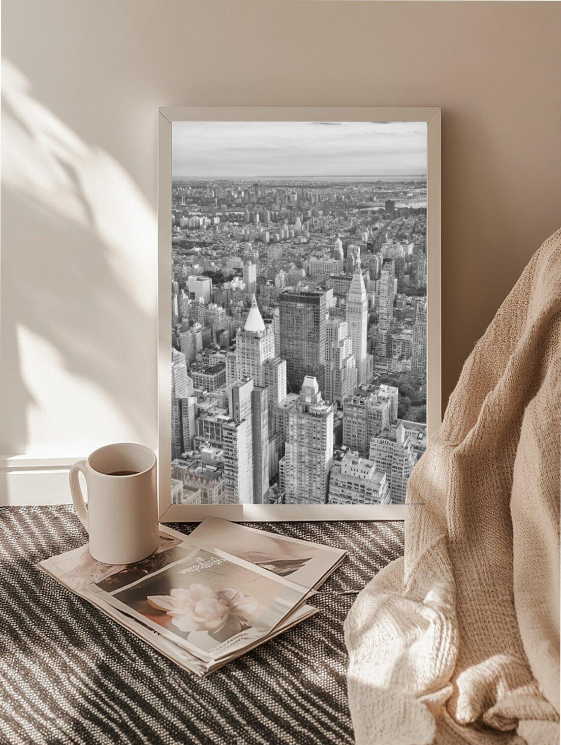 Black And White Aerial View Of Manhattan Cityscape Photo Poster - Image 2