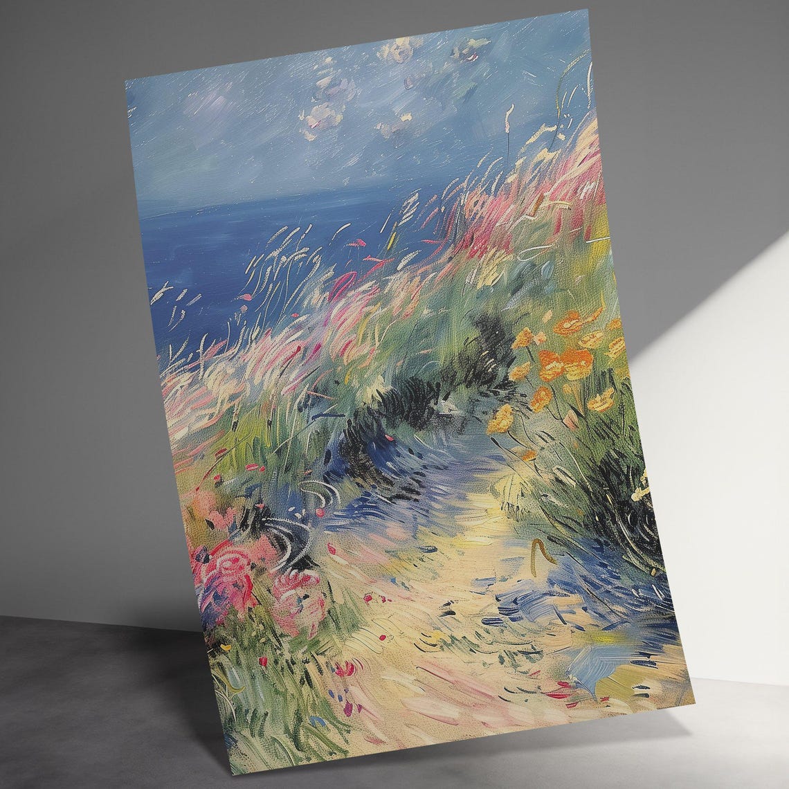 Colorful Coastal Path Wildflowers Impressionist Seaside Art Poster - Image 3