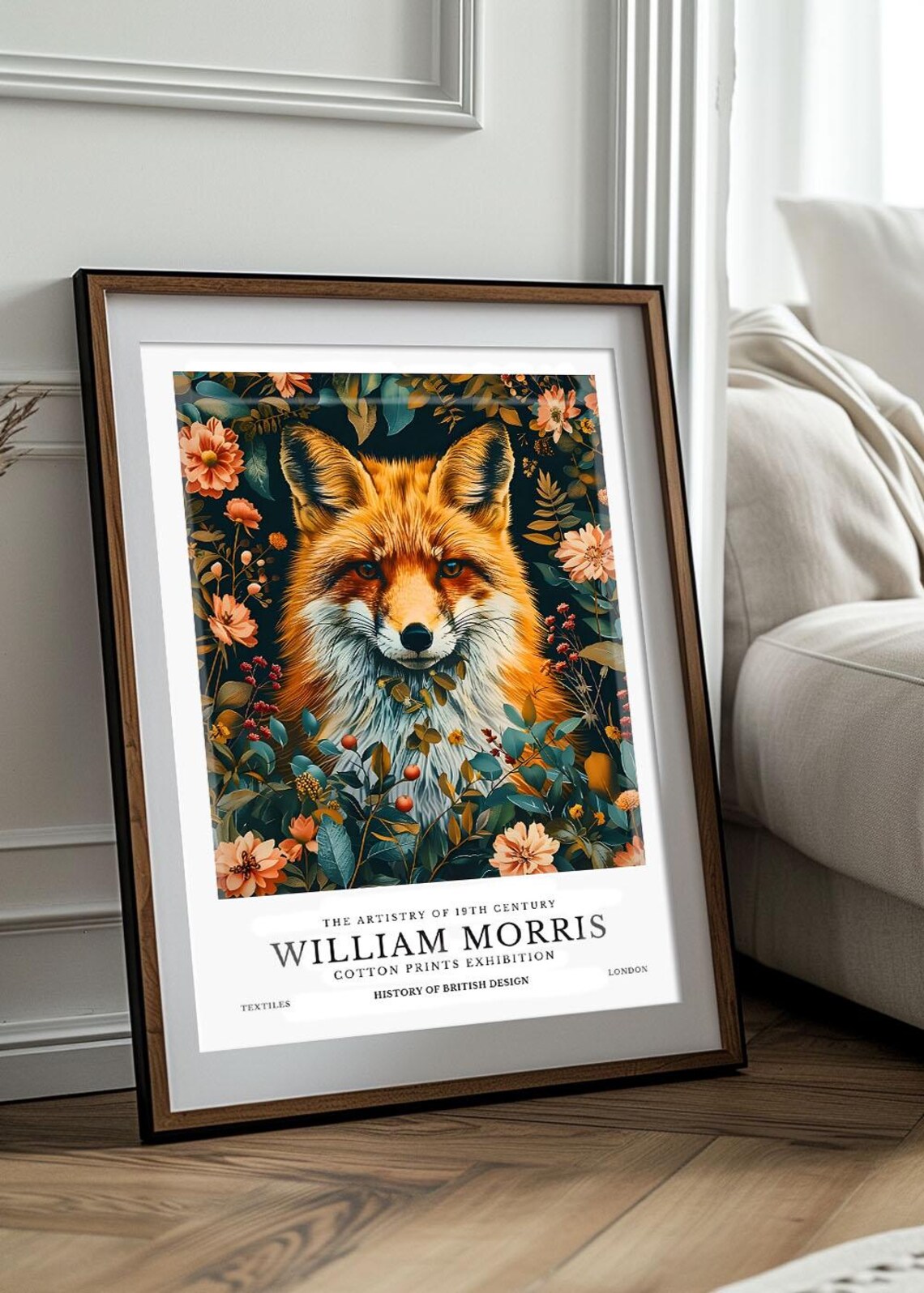 William Morris Fox Portrait Wildflowers Cotton Prints Exhibition Poster - Image 3
