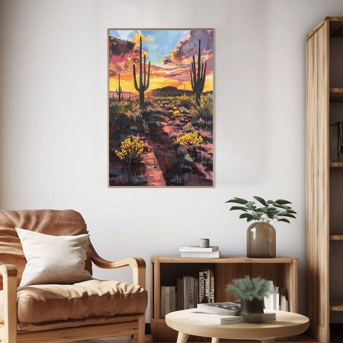 Saguaro Cactus Silhouette Dramatic Desert Sunset Trail Poster - Image 2